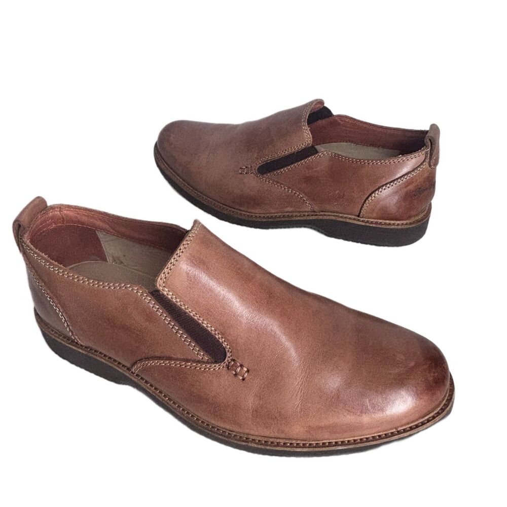 Tommy Bahama Eaton Loafers Mens 9 Brown Leather Shoes Slip On Stretch Preppy